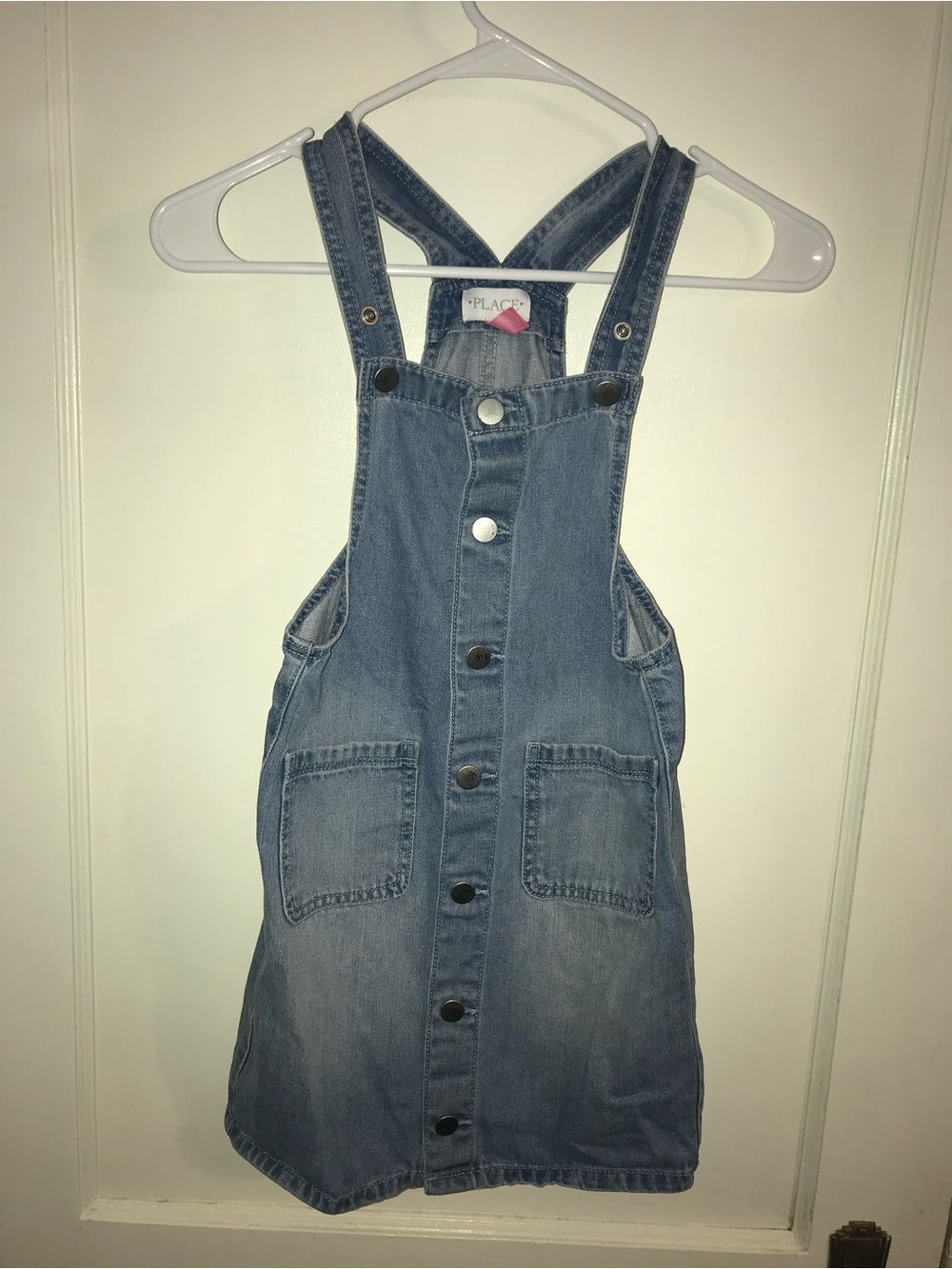 Place Girls' Light Blue Denim Overall Dress